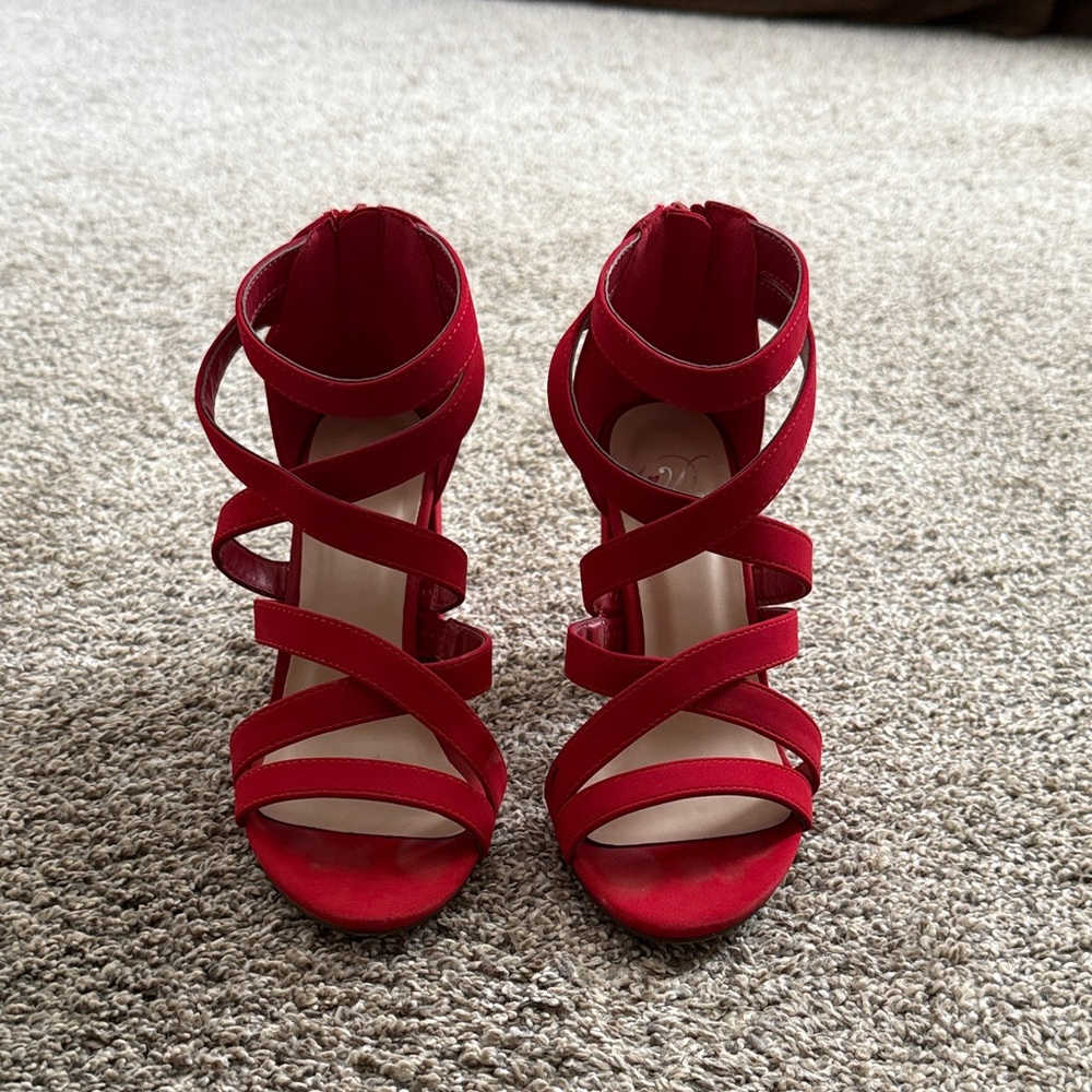 Elegant Red Strappy Heels